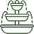 Decorative garden landscaping with functional patio furniture sets.