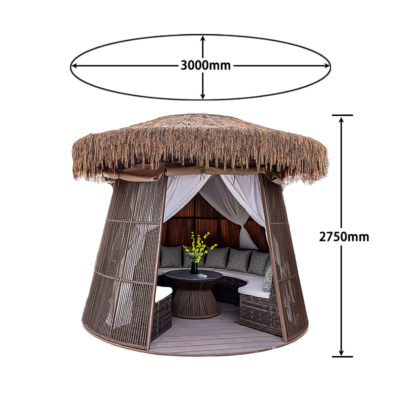 Dimensions of modular sunroom and backyard furniture unit.