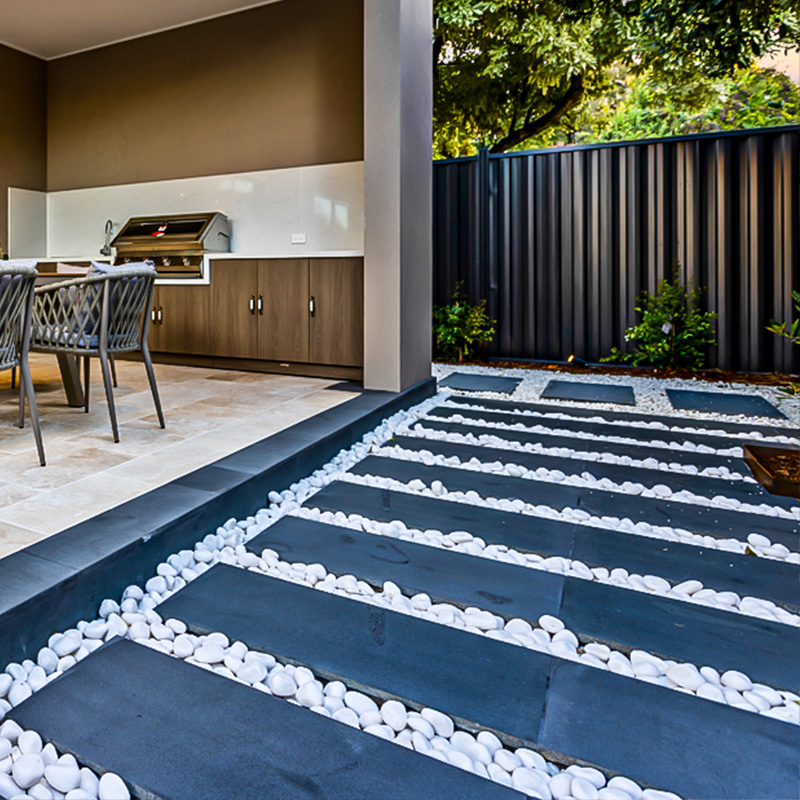 Patio lounge detail for modular outdoor setup.