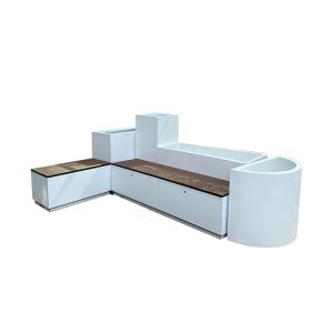 Patio and backyard furniture arrangement with functional design.