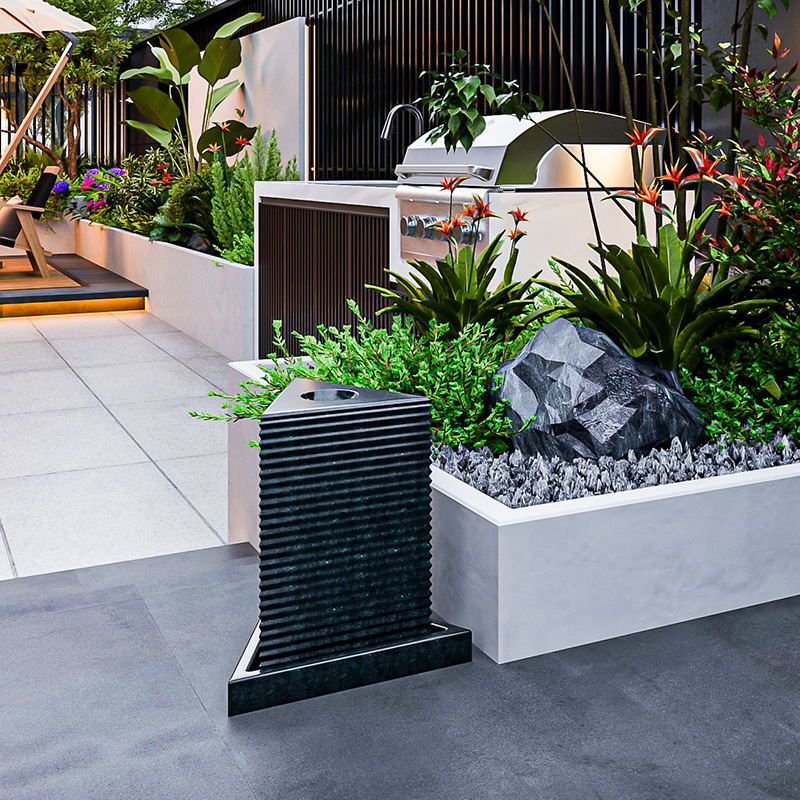 Backyard seating arrangement with functional modular design.