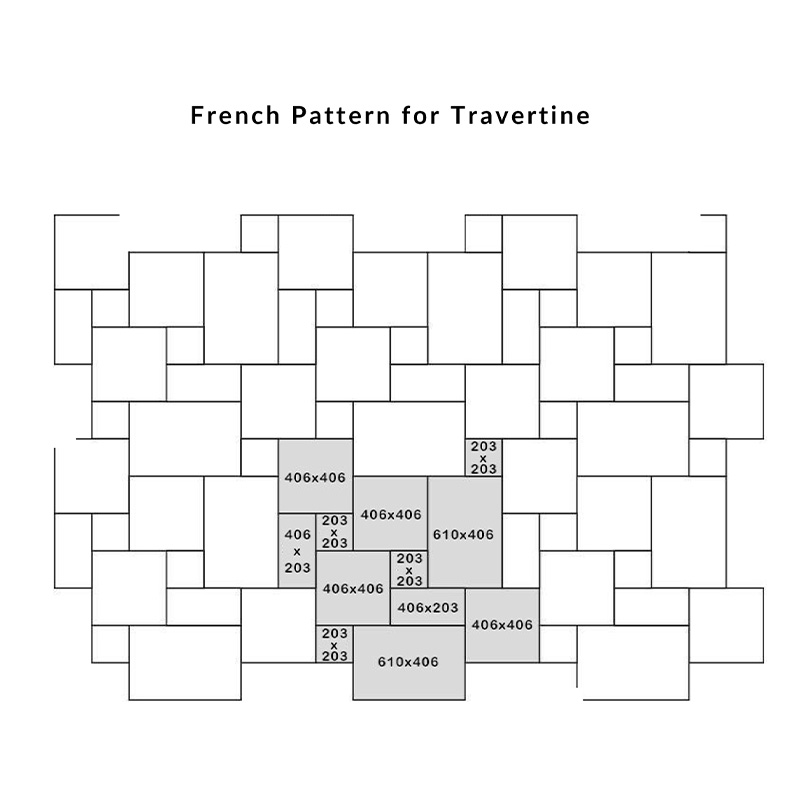 Grey French Set-French Pattern Sliver Travertine