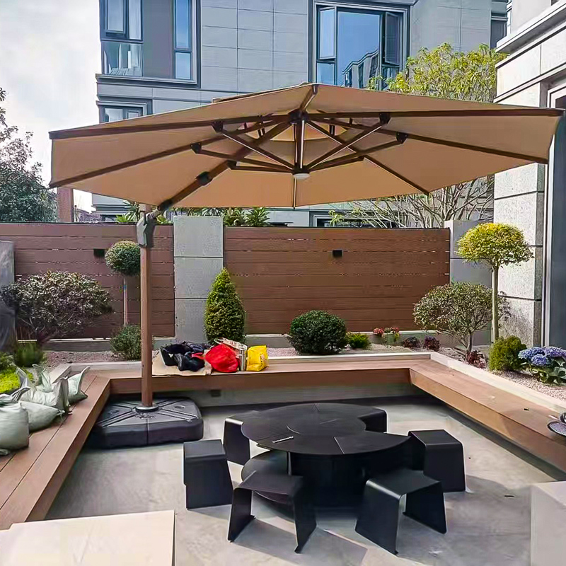 Modular outdoor furniture arrangement for functional and stylish backyard use.