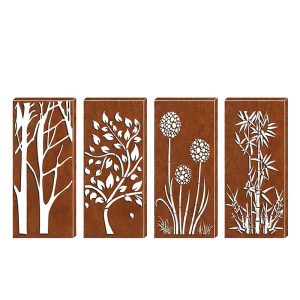 Floral Mark-Corten Steel Decorative Panel